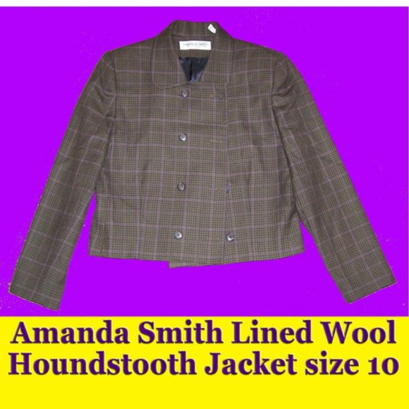 Amanda Smith lined wool jacket sz 10 houndstooth - Picture 15 of 15